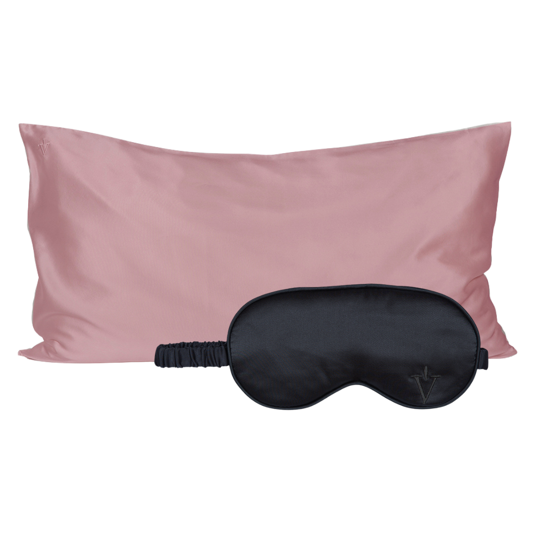 Pack 4 - Funda KING seda + Antifaz - Color a elección