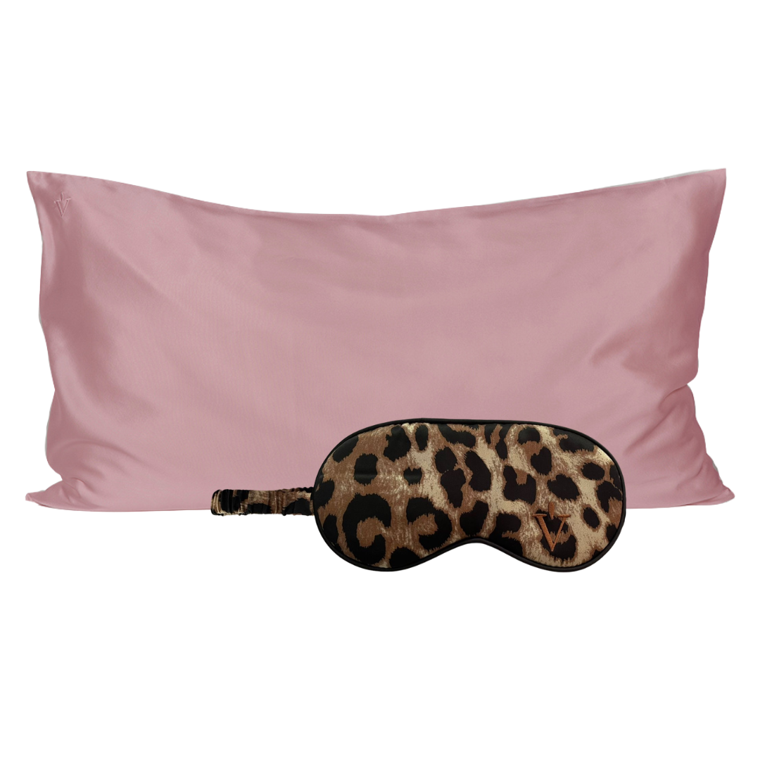 Pack 3 - Funda Queen seda + Antifaz - Color a elección