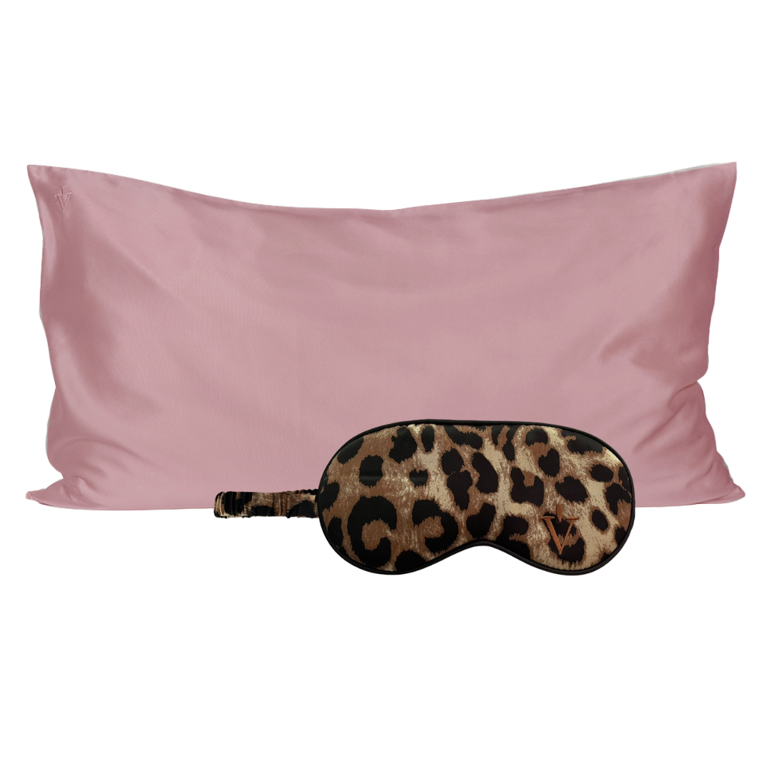 Pack 4 - Funda KING seda + Antifaz - Color a elección