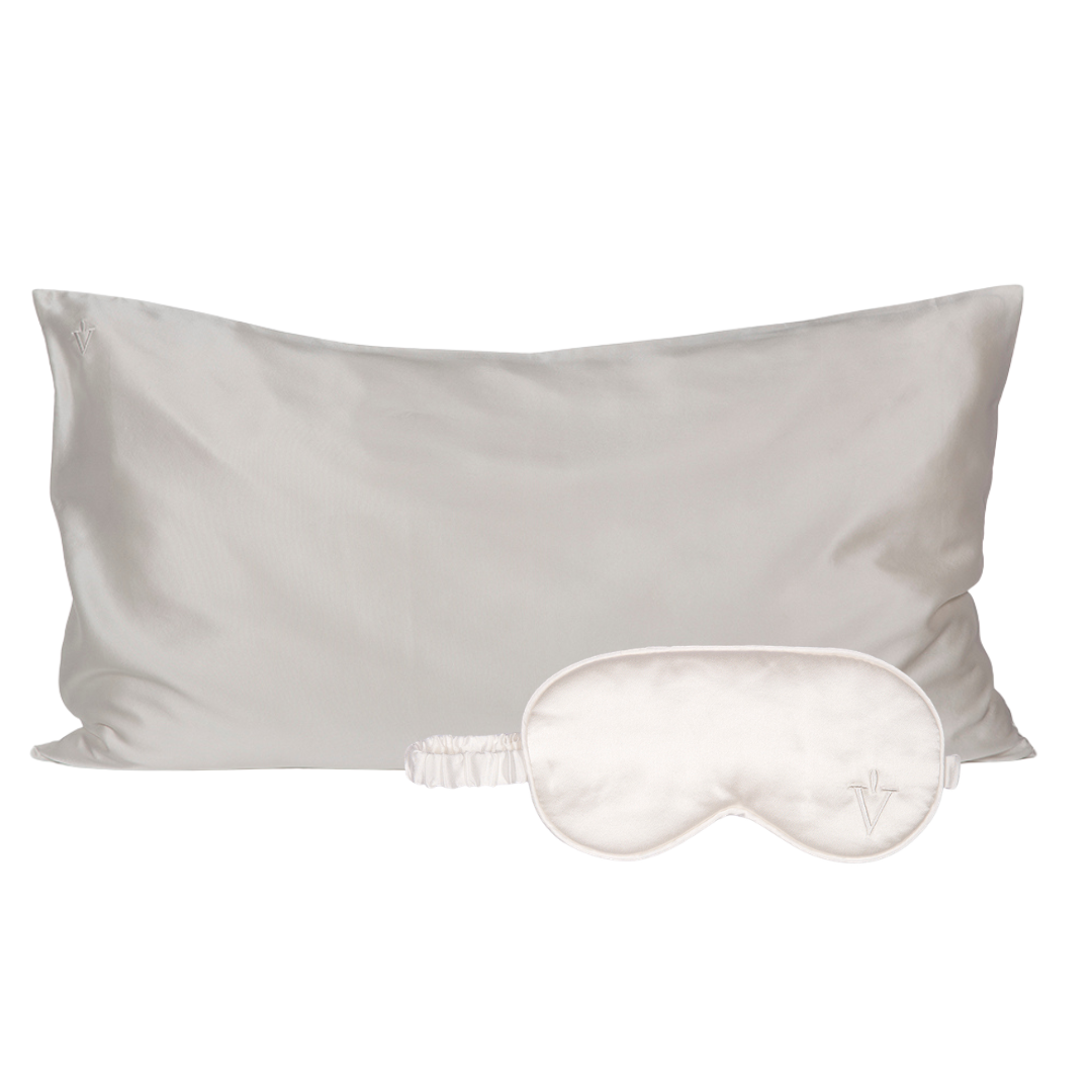 Pack 3 - Funda Queen seda + Antifaz - Color a elección