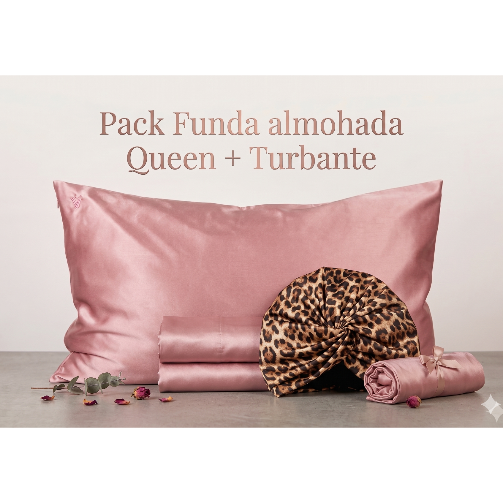 Pack 1 - Funda Queen seda + Turbante - Color a elección