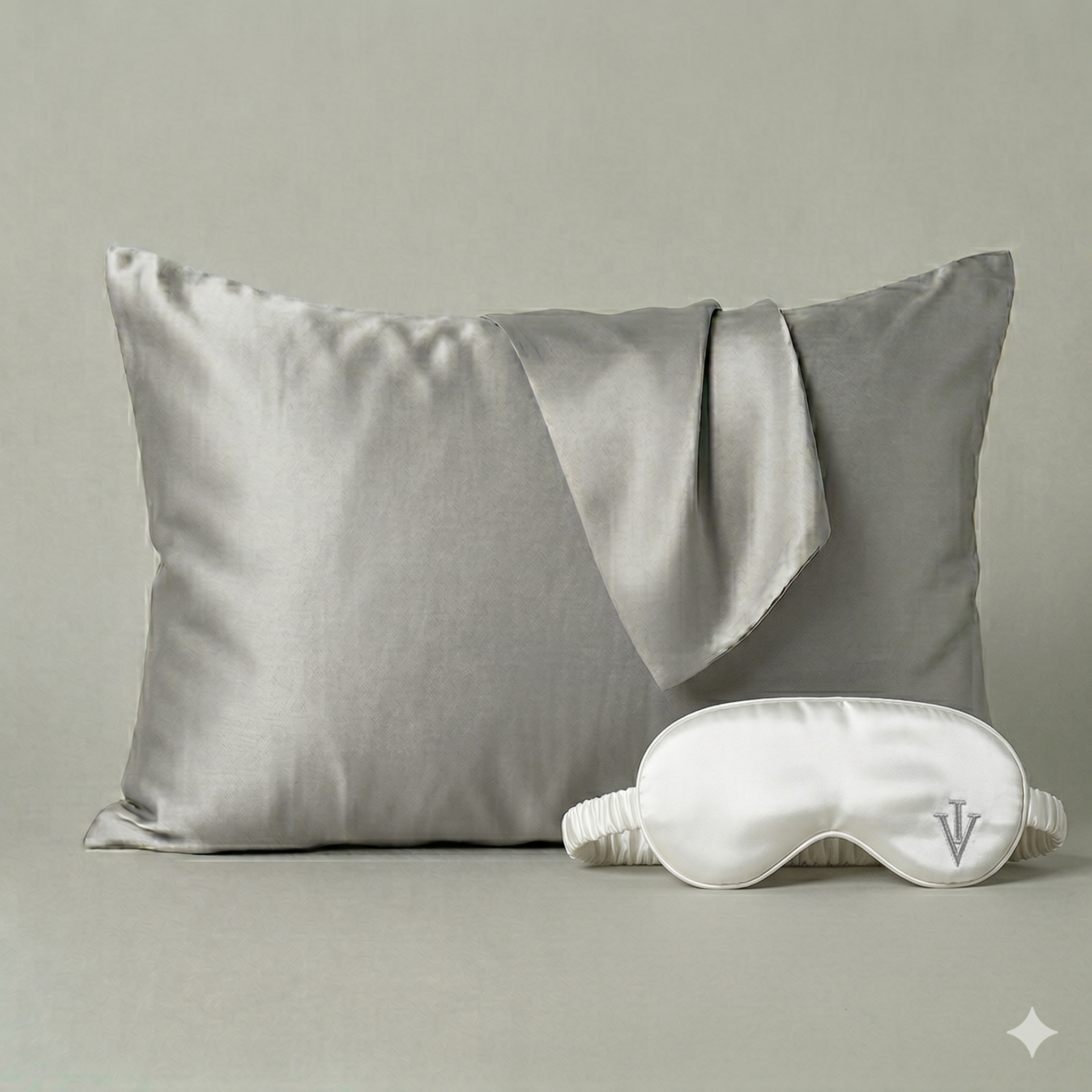 Pack 3 - Funda Queen seda + Antifaz - Color a elección