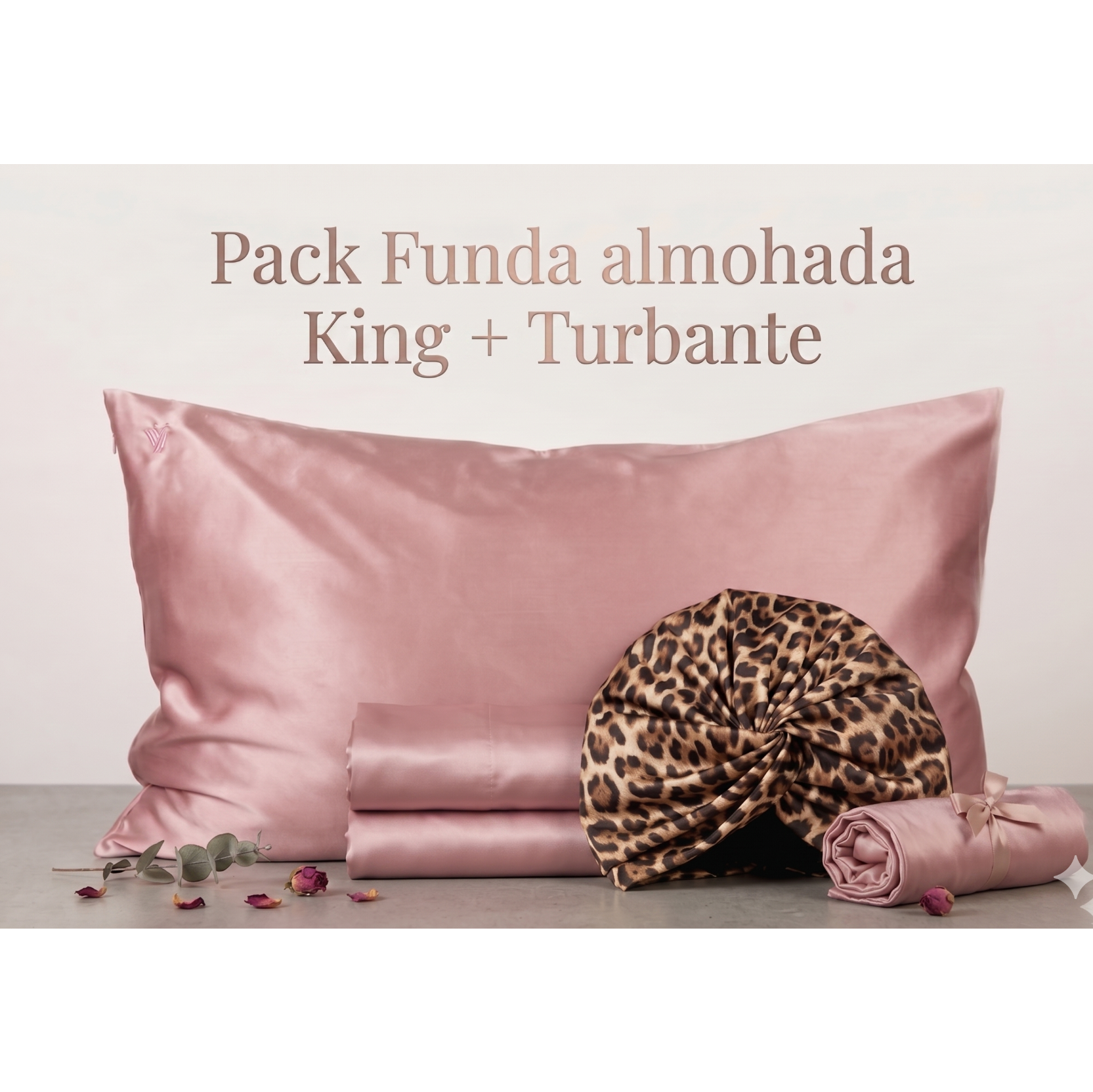 Pack 2 - Funda King seda + Turbante - Color a elección