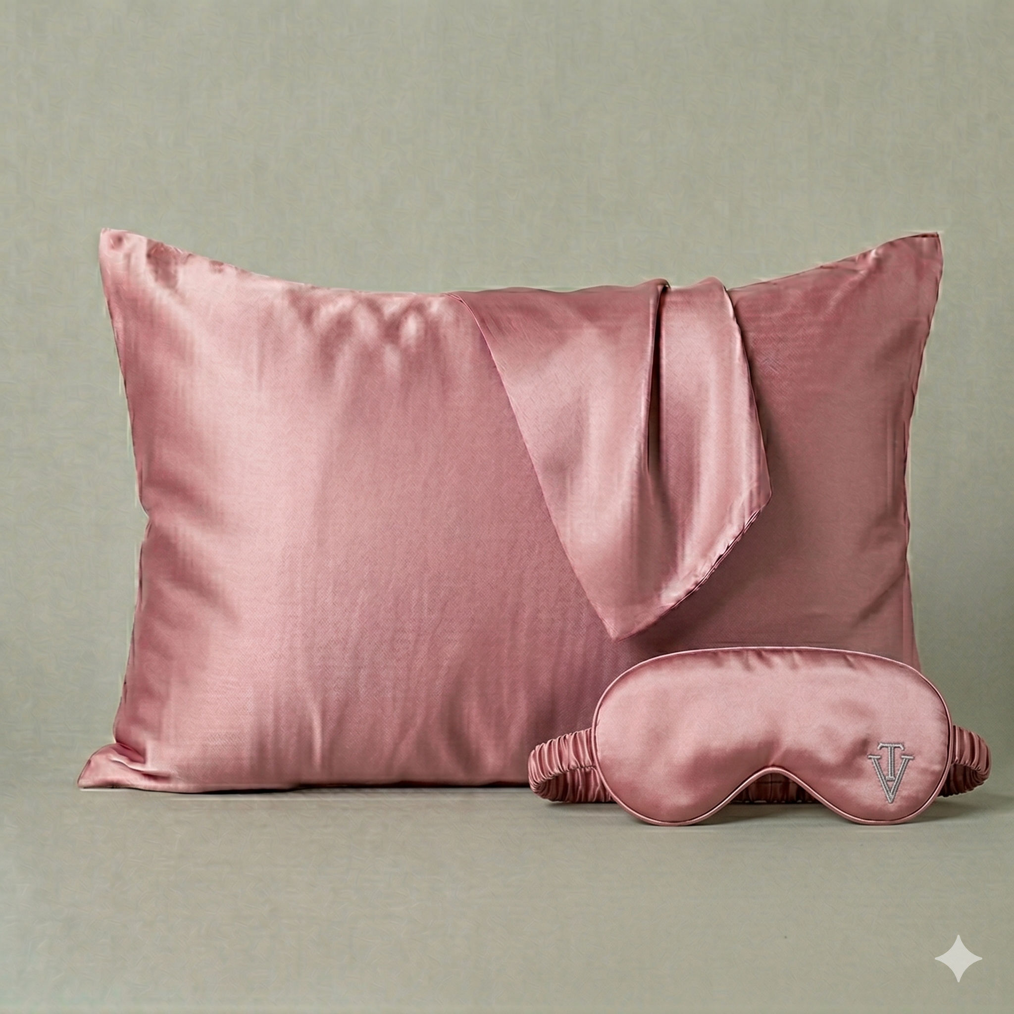 Pack 3 - Funda Queen seda + Antifaz - Color a elección